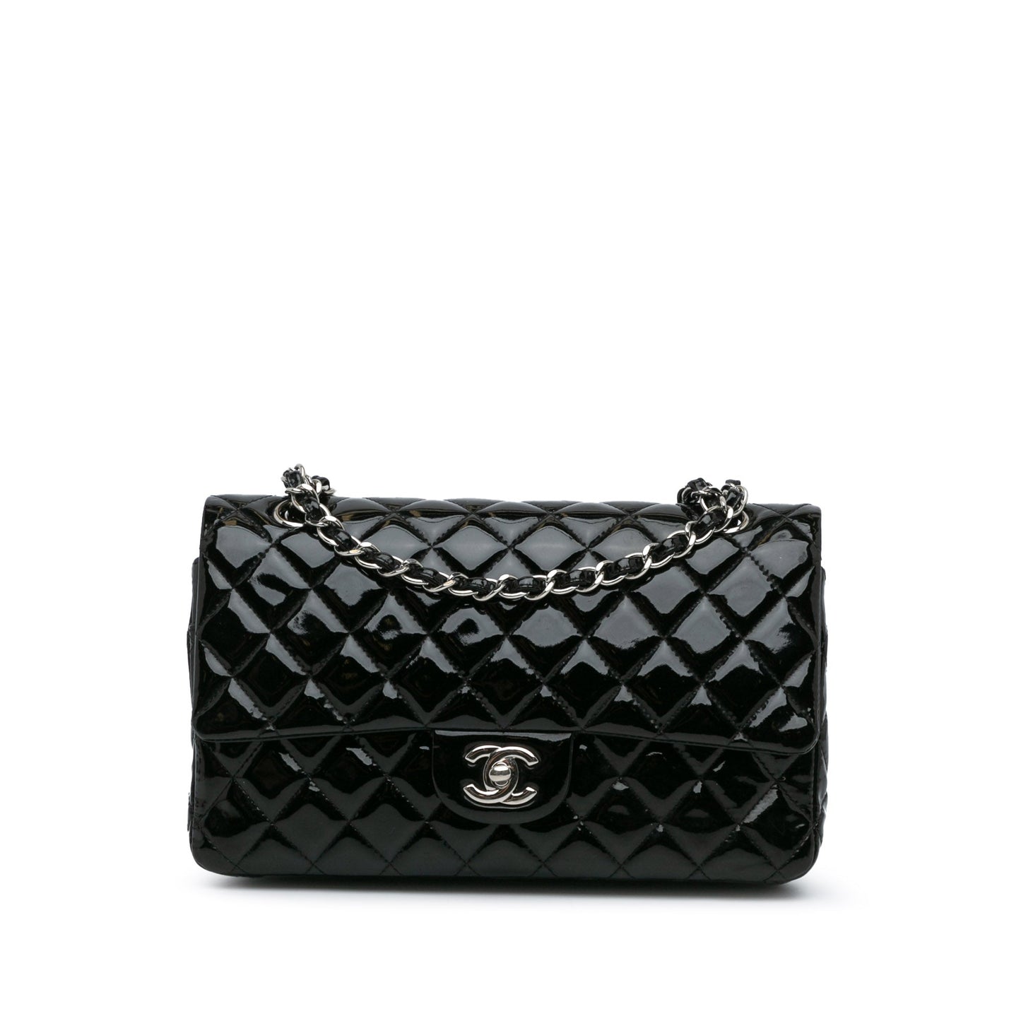 Black Chanel Medium Classic Patent Double Flap Shoulder Bag