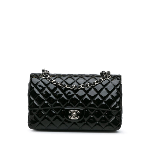 Black Chanel Medium Classic Patent Double Flap Shoulder Bag
