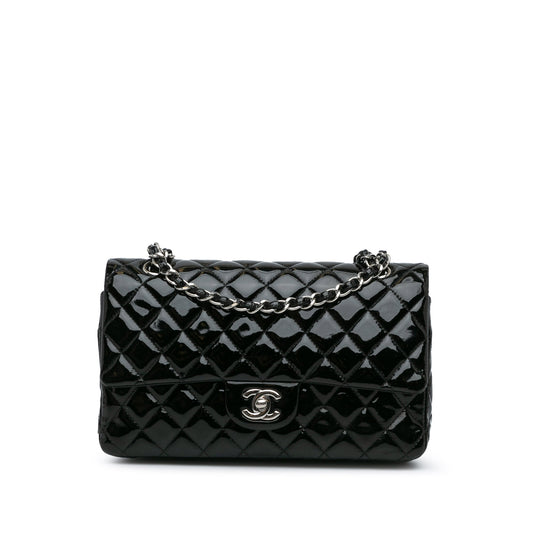 Black Chanel Medium Classic Patent Double Flap Shoulder Bag