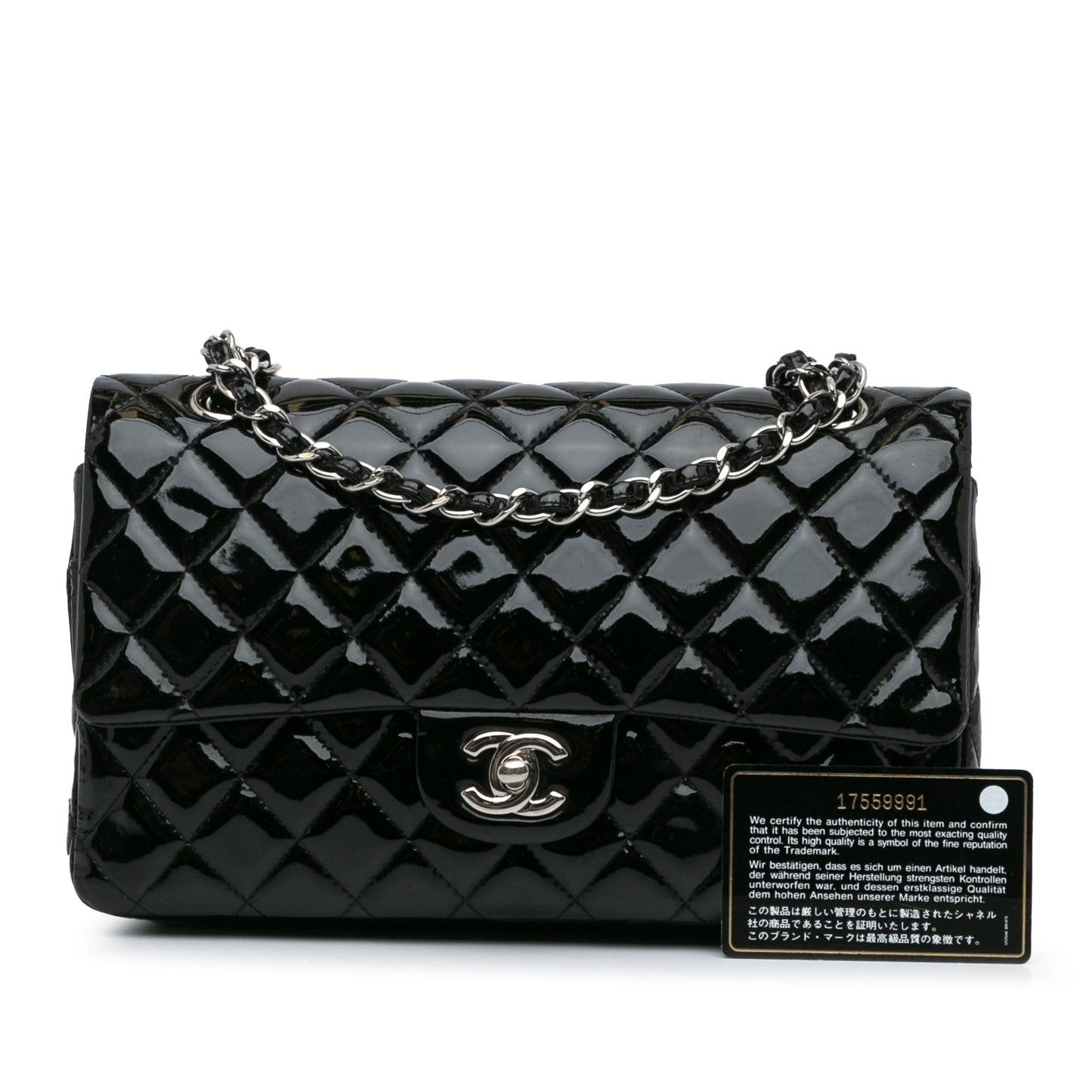 Black Chanel Medium Classic Patent Double Flap Shoulder Bag