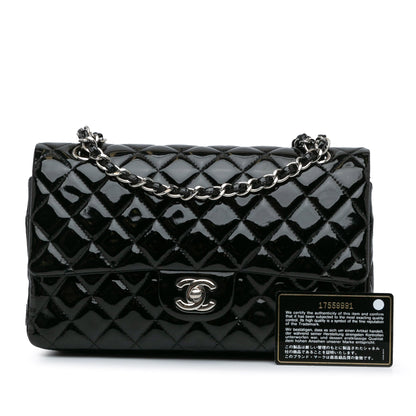 Black Chanel Medium Classic Patent Double Flap Shoulder Bag