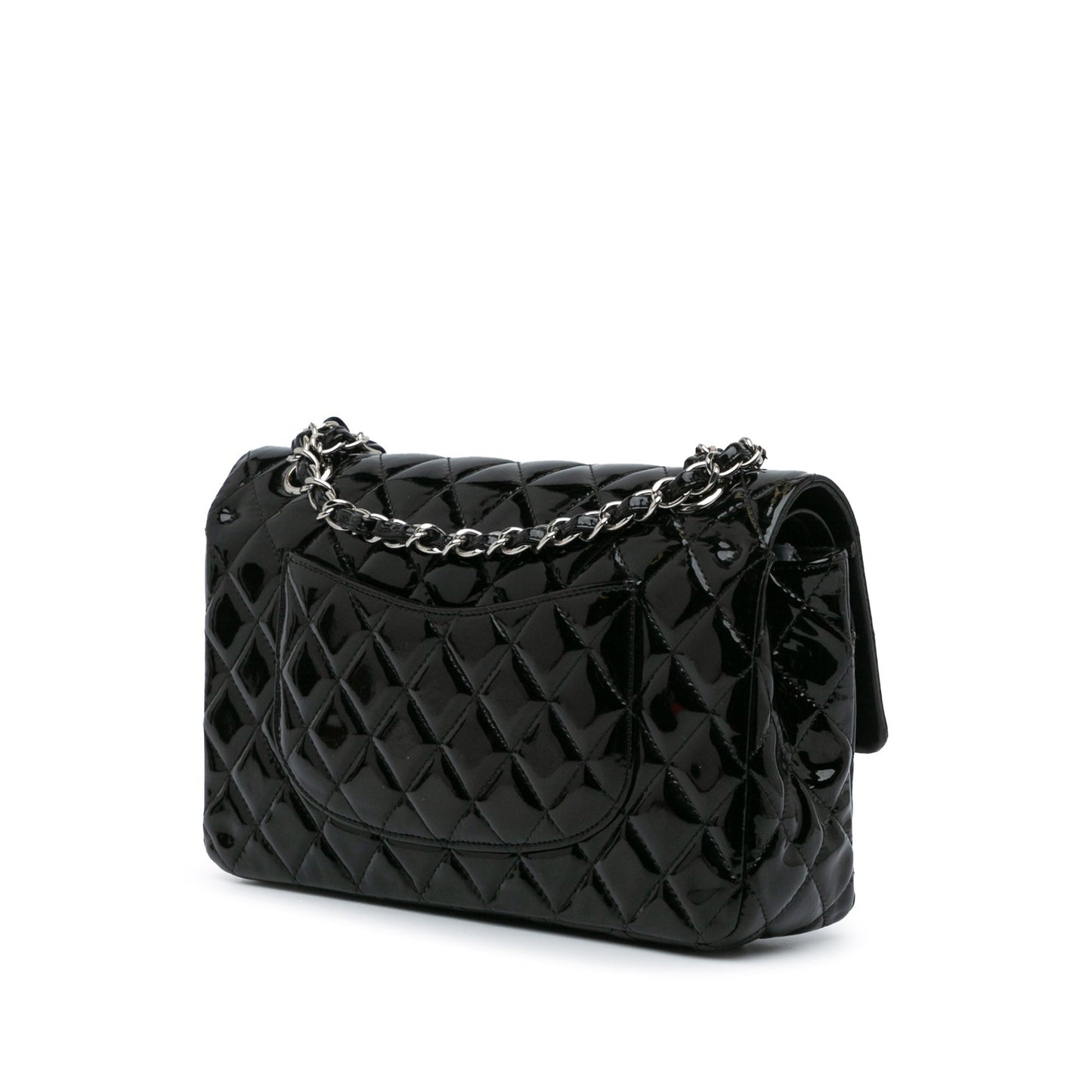 Black Chanel Medium Classic Patent Double Flap Shoulder Bag