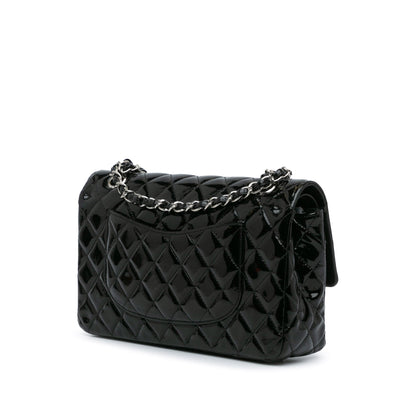 Black Chanel Medium Classic Patent Double Flap Shoulder Bag