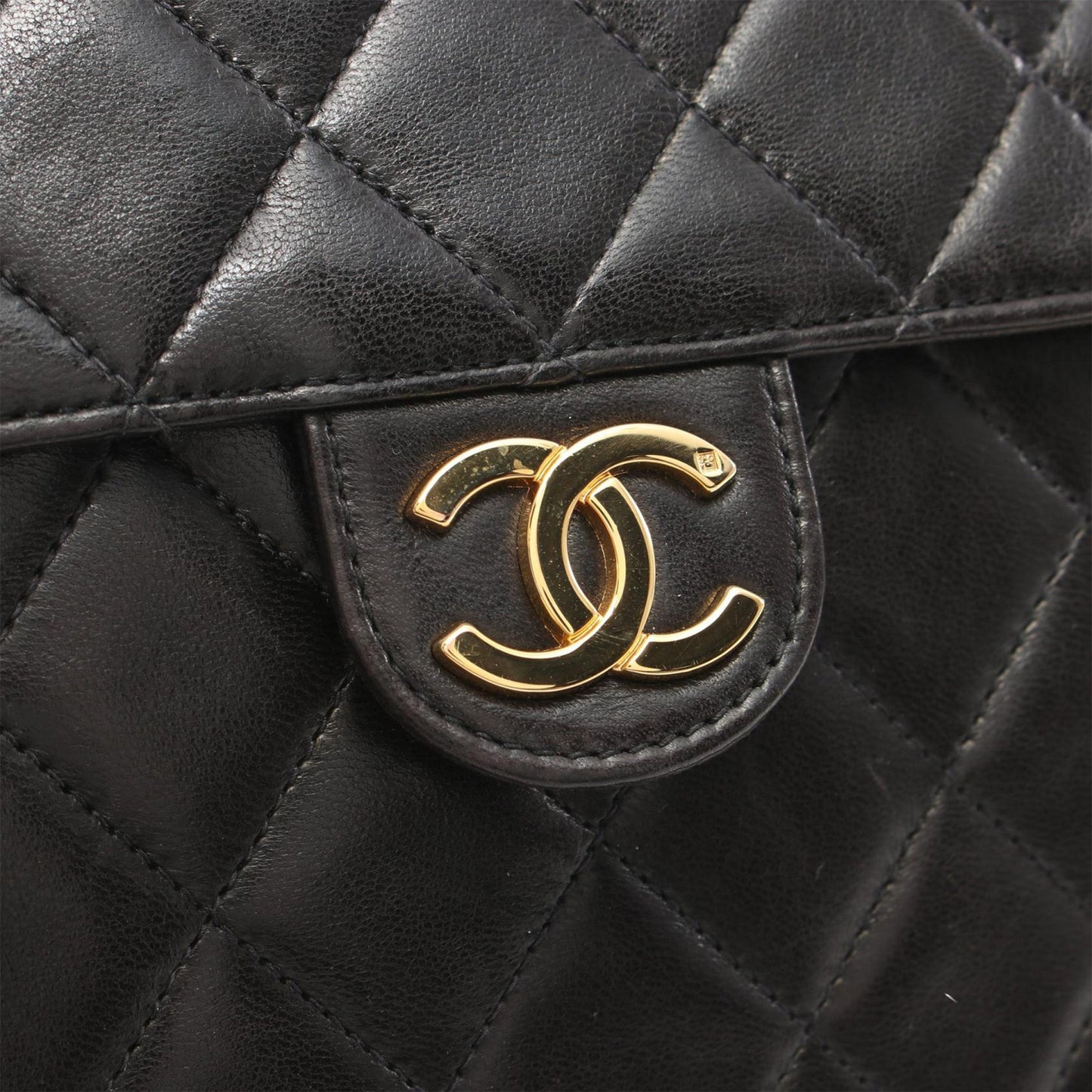 Black Chanel CC Quilted Lambskin Single Flap Crossbody Bag