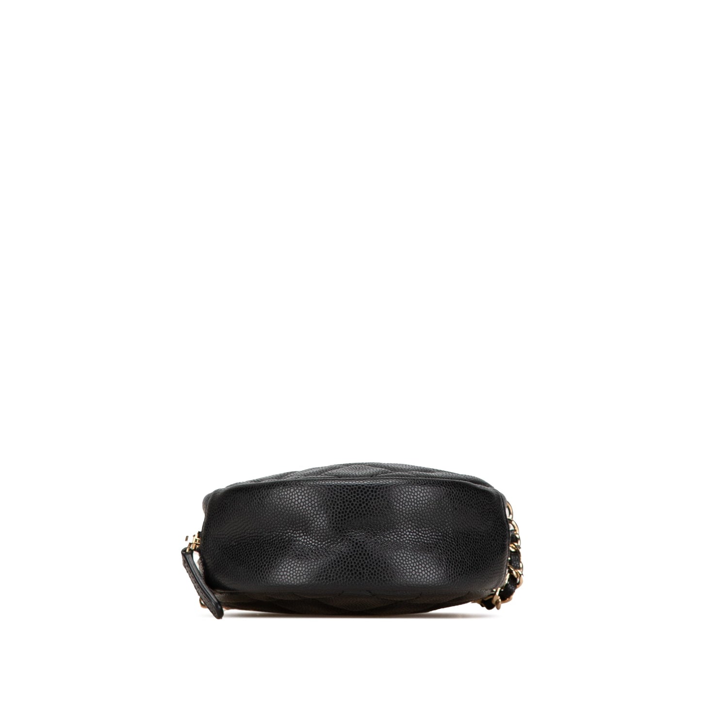 Black Chanel CC Quilted Caviar Round Clutch With Chain Crossbody Bag