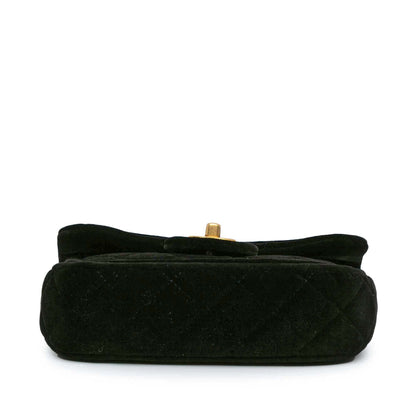 Black Chanel Mini Quilted Velvet Double Frame Flap Crossbody Bag