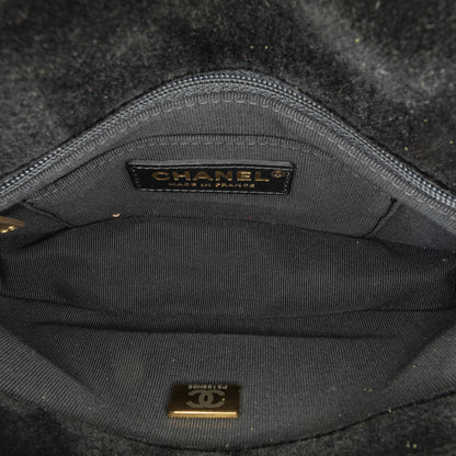 Black Chanel Mini Quilted Velvet Double Frame Flap Crossbody Bag