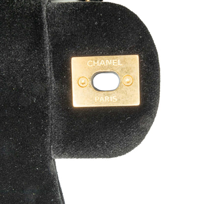 Black Chanel Mini Quilted Velvet Double Frame Flap Crossbody Bag