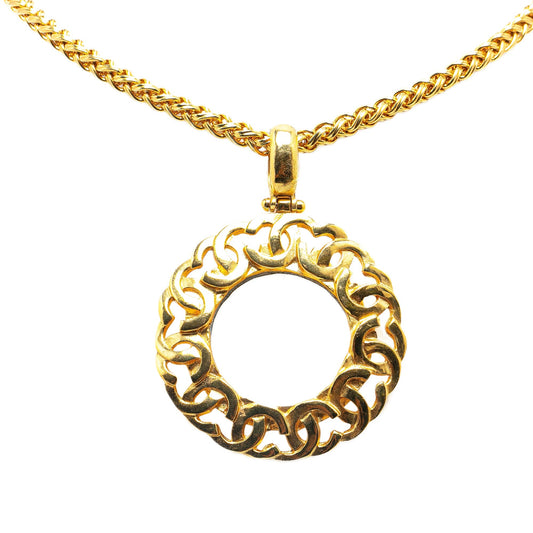 Gold Chanel Gold Plated Magnifying Glass Pendant Necklace