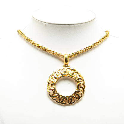 Gold Chanel Gold Plated Magnifying Glass Pendant Necklace