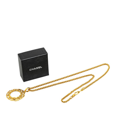 Gold Chanel Gold Plated Magnifying Glass Pendant Necklace