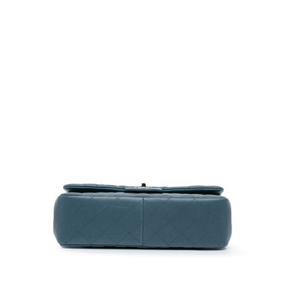 Blue Chanel Jumbo Classic Lambskin Double Flap Shoulder Bag