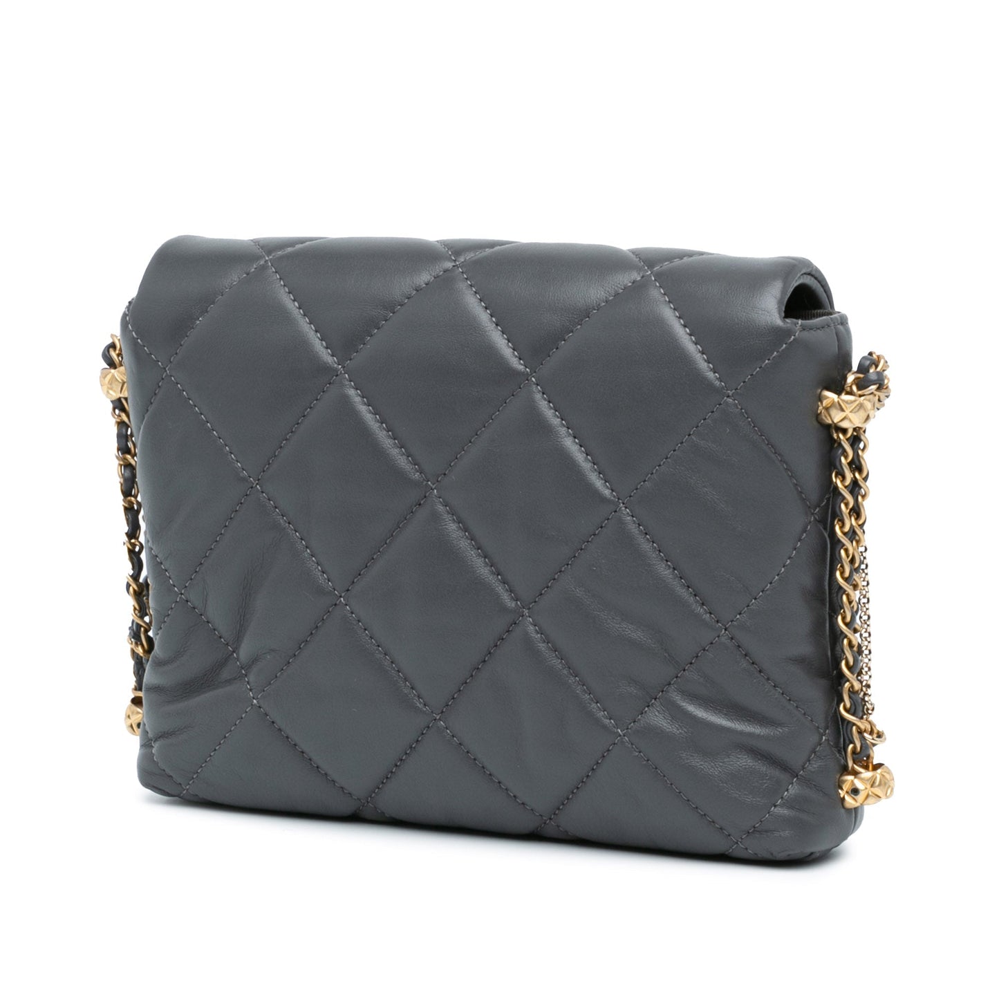 Gray Chanel Mini Quilted Lambskin Crush on Chains Flap Crossbody Bag