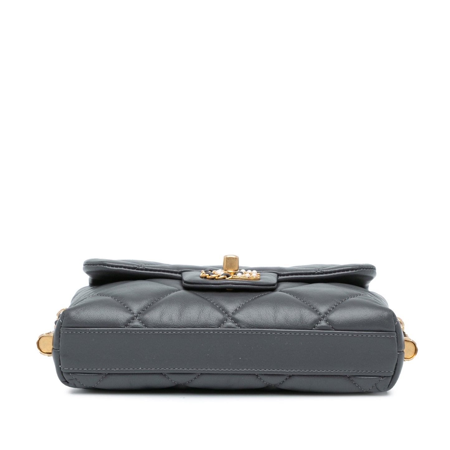 Gray Chanel Mini Quilted Lambskin Crush on Chains Flap Crossbody Bag