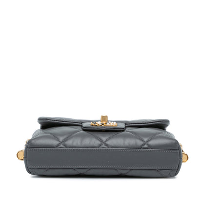 Gray Chanel Mini Quilted Lambskin Crush on Chains Flap Crossbody Bag