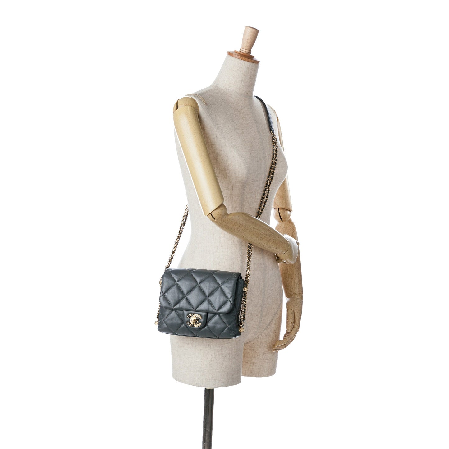 Gray Chanel Mini Quilted Lambskin Crush on Chains Flap Crossbody Bag