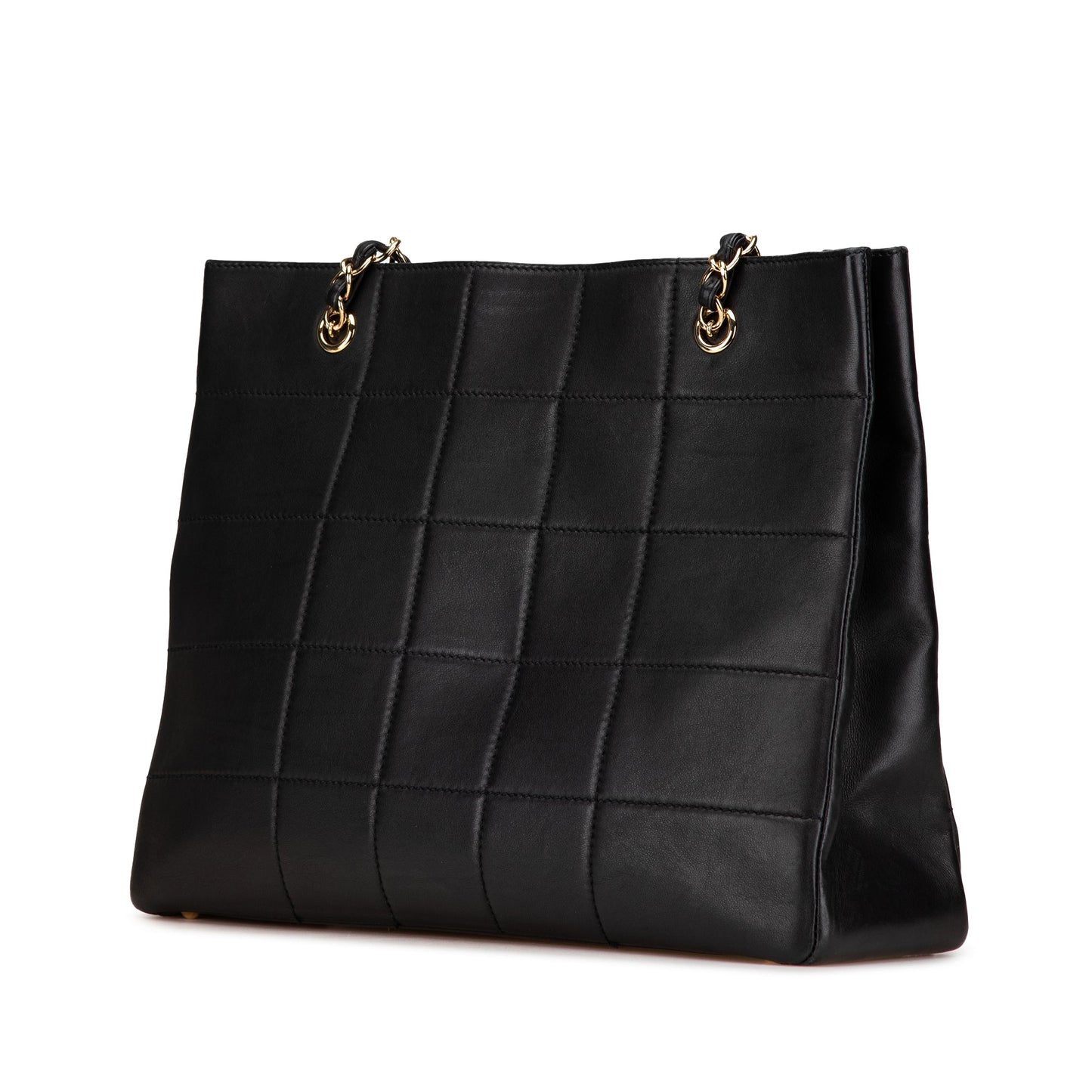Black Chanel Calfskin Choco Bar Chain Shopping Tote