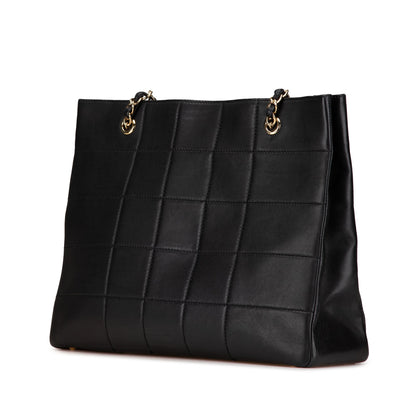 Black Chanel Calfskin Choco Bar Chain Shopping Tote