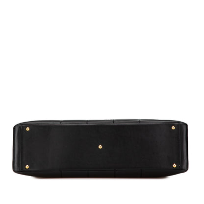 Black Chanel Calfskin Choco Bar Chain Shopping Tote