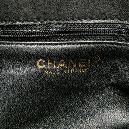 Black Chanel Calfskin Choco Bar Chain Shopping Tote