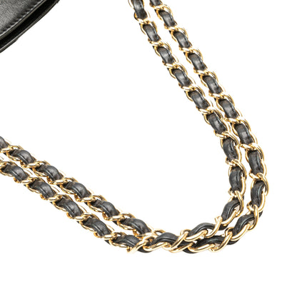 Black Chanel Calfskin Choco Bar Chain Shopping Tote