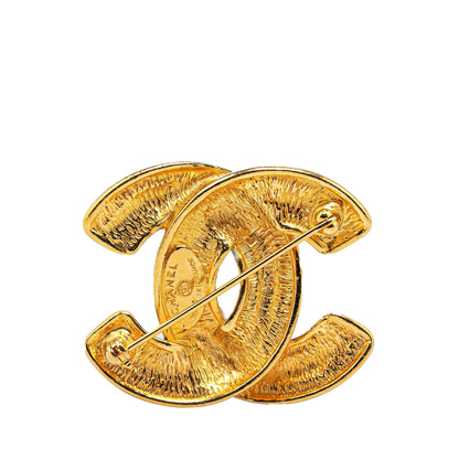 Gold Chanel Gold Plated CC Quilted Brooch