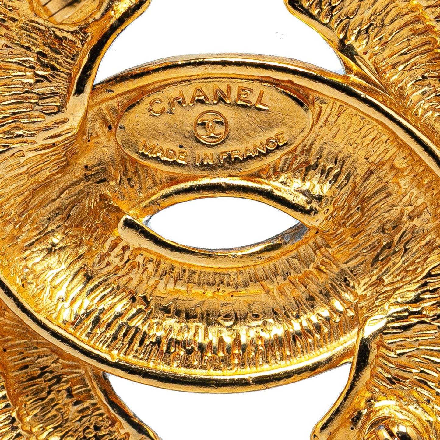 Gold Chanel Gold Plated CC Quilted Brooch