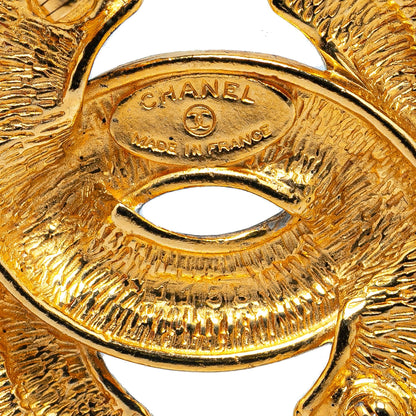 Gold Chanel Gold Plated CC Quilted Brooch