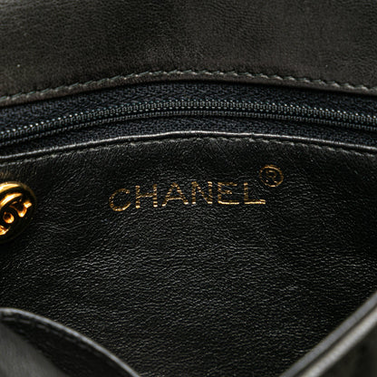 Black Chanel CC Chevron Lambskin Flap Crossbody Bag