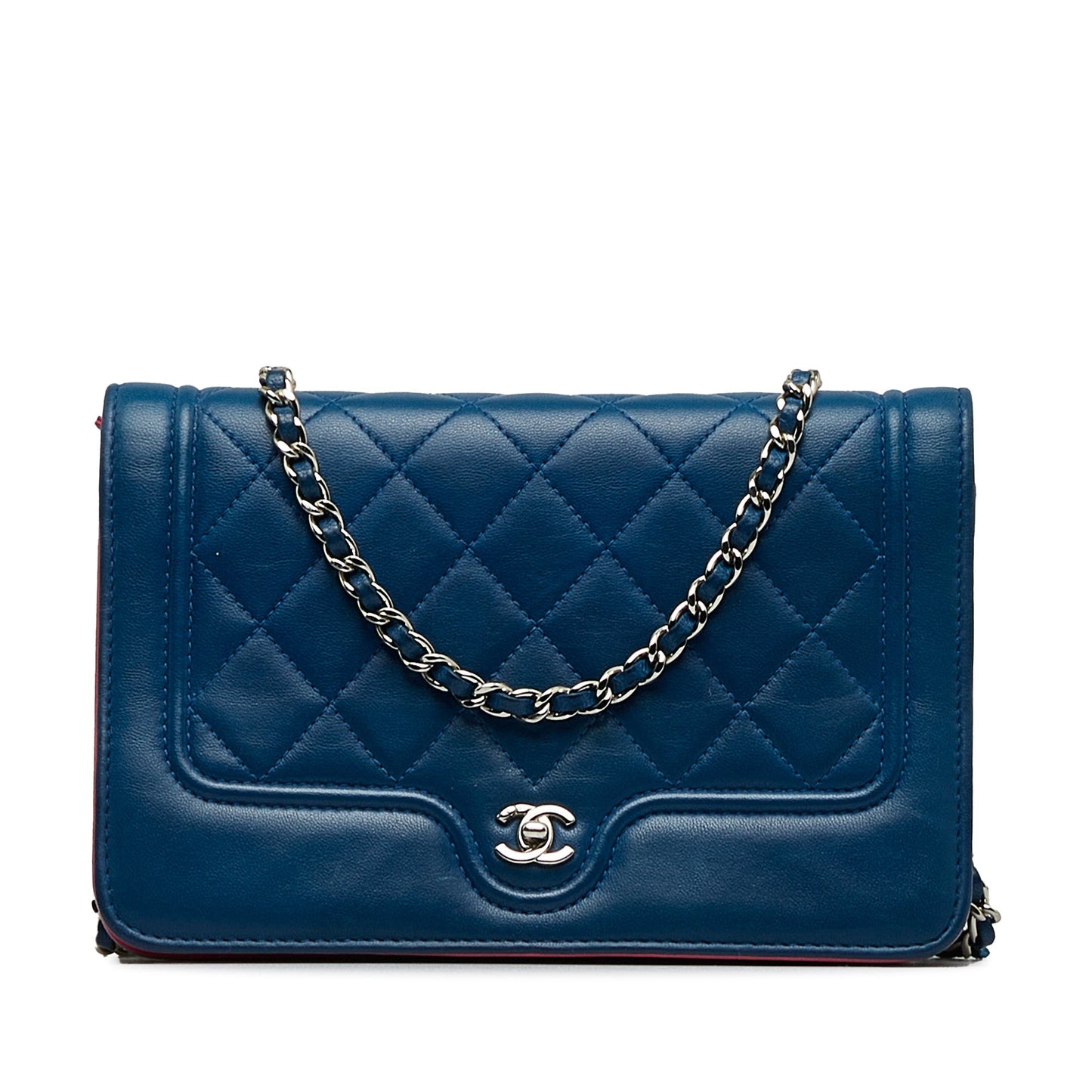 Blue Chanel CC Quilted Lambskin Wallet On Chain Crossbody Bag