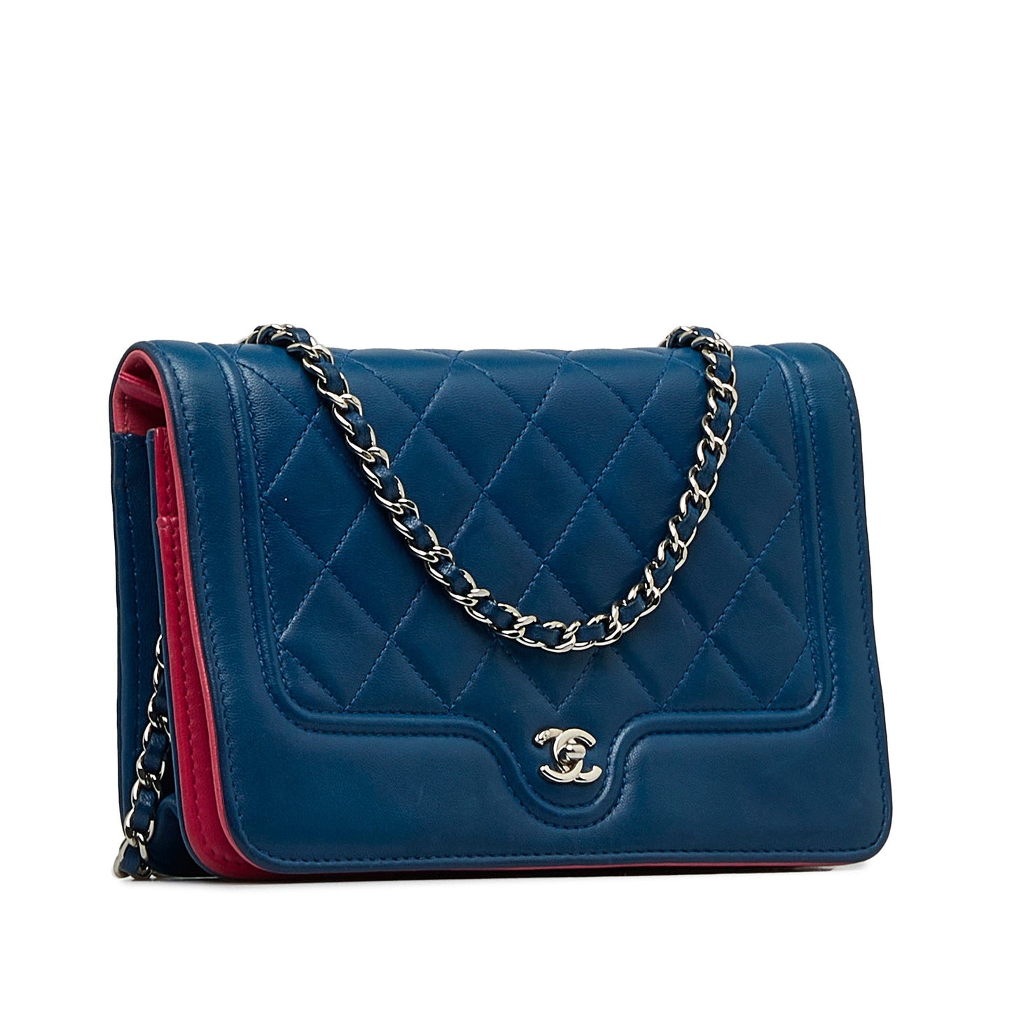 Blue Chanel CC Quilted Lambskin Wallet On Chain Crossbody Bag