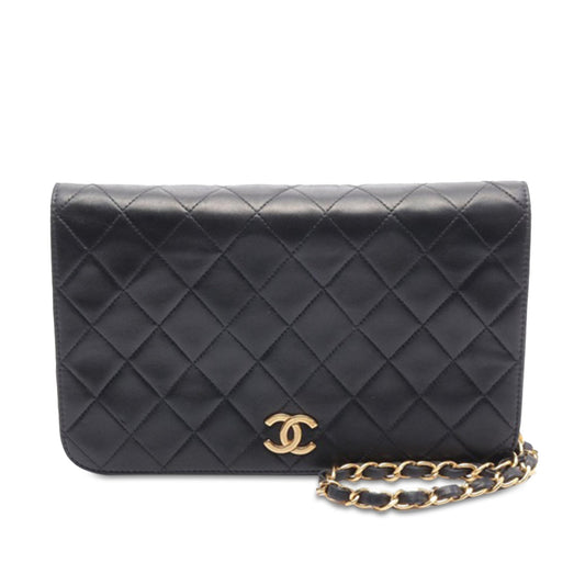 Black Chanel Quilted Lambskin CC Full Single Flap Crossbody Bag