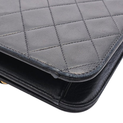 Black Chanel Quilted Lambskin CC Full Single Flap Crossbody Bag
