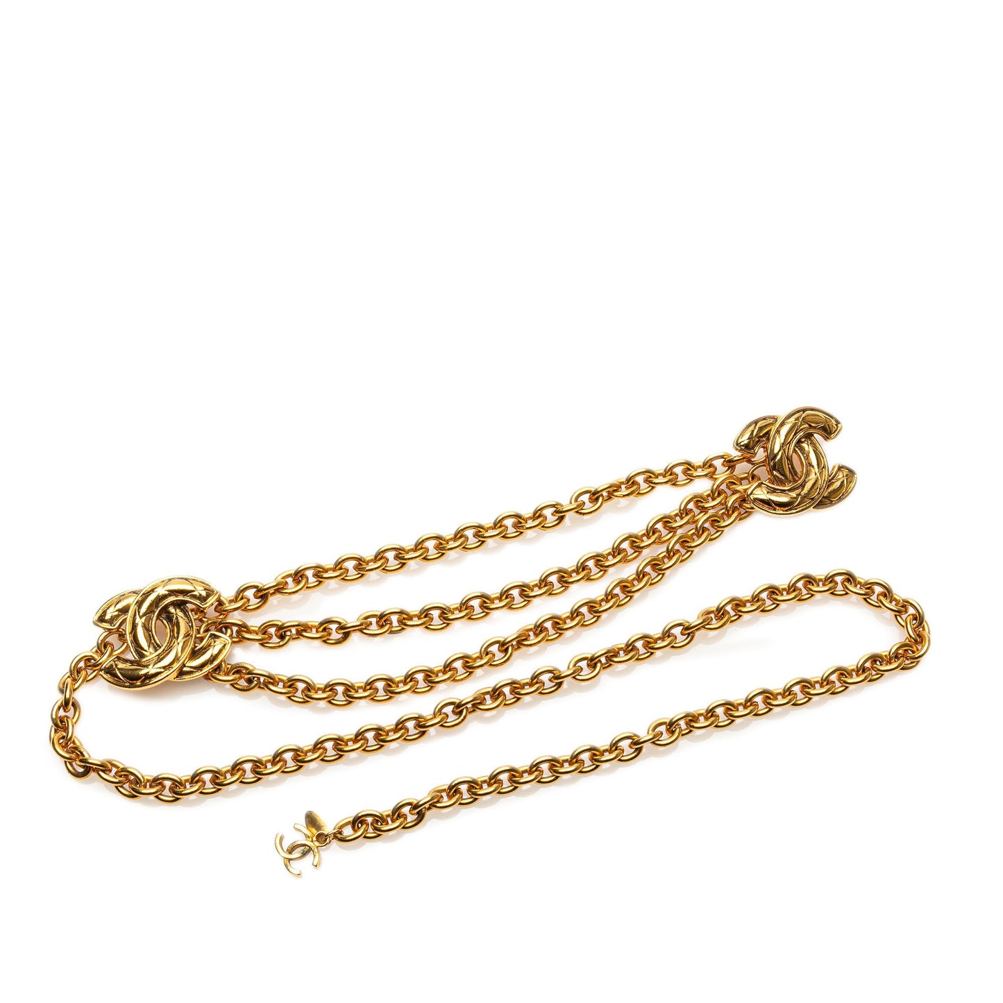Gold Chanel Gold Plated Quilted CC Chain Belt