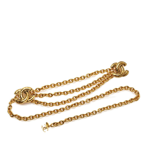 Gold Chanel Gold Plated Quilted CC Chain Belt