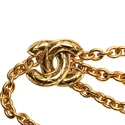 Gold Chanel Gold Plated Quilted CC Chain Belt