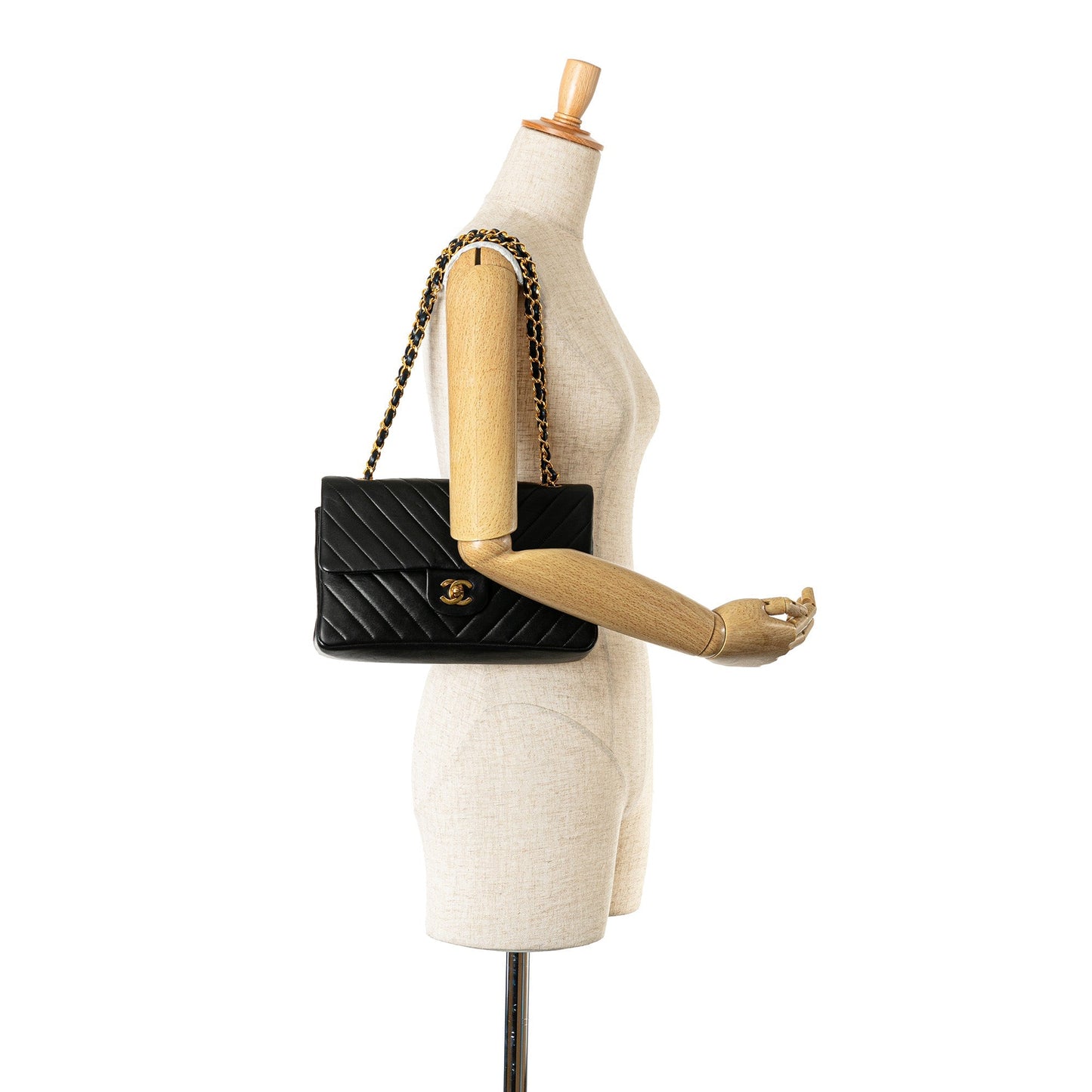Black Chanel Medium Chevron Lambskin Double Flap Shoulder Bag