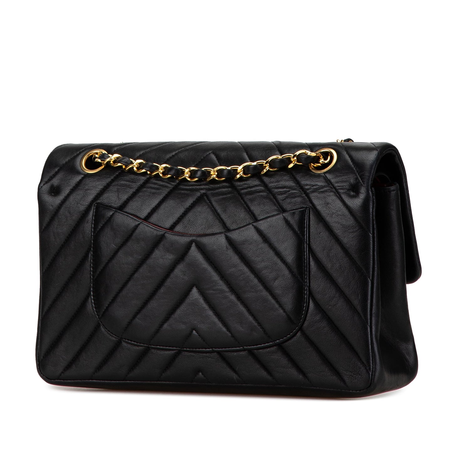 Black Chanel Medium Chevron Lambskin Double Flap Shoulder Bag