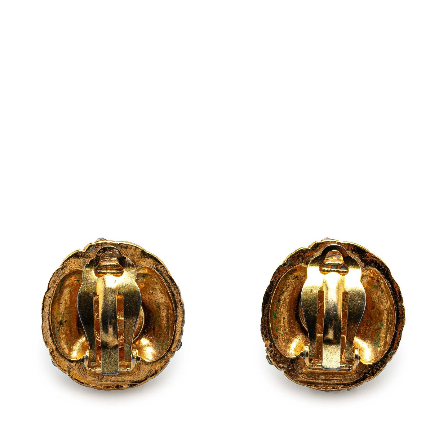 Gold Chanel Gold-Plated Rhinestones Clip-On Earrings
