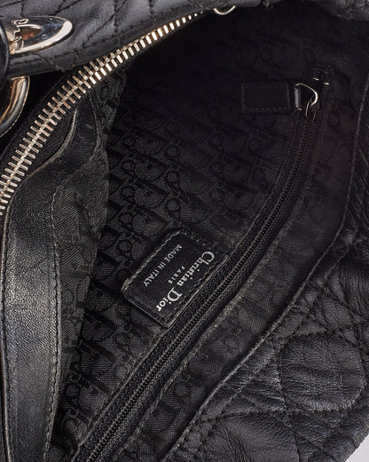 Dior Black Vintage Cannage Leather Tote Bag