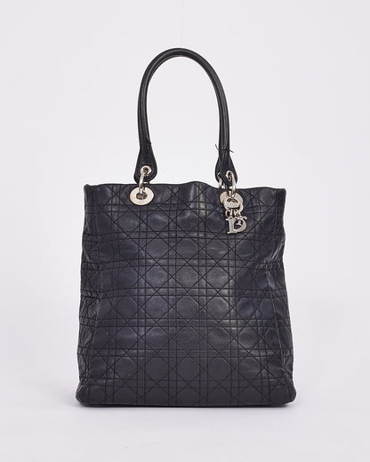 Dior Black Vintage Cannage Leather Tote Bag