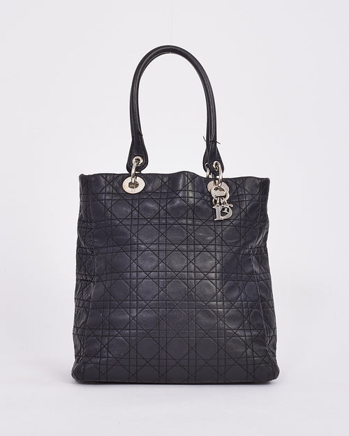 Dior Black Vintage Cannage Leather Tote Bag