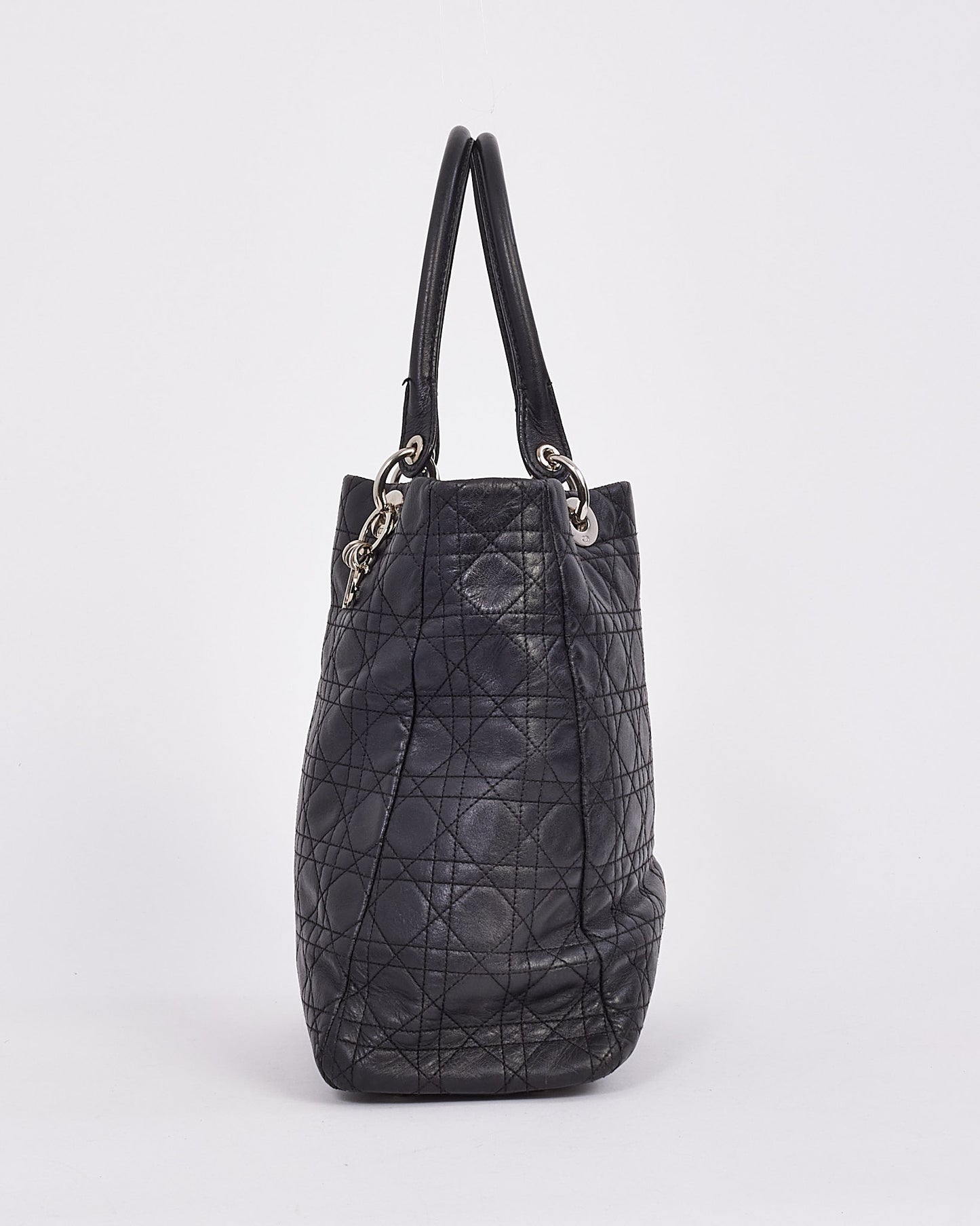 Dior Black Vintage Cannage Leather Tote Bag