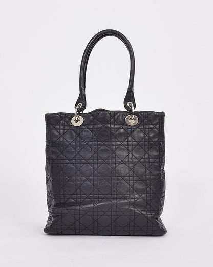 Dior Black Vintage Cannage Leather Tote Bag