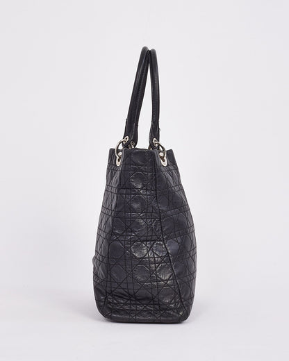 Dior Black Vintage Cannage Leather Tote Bag