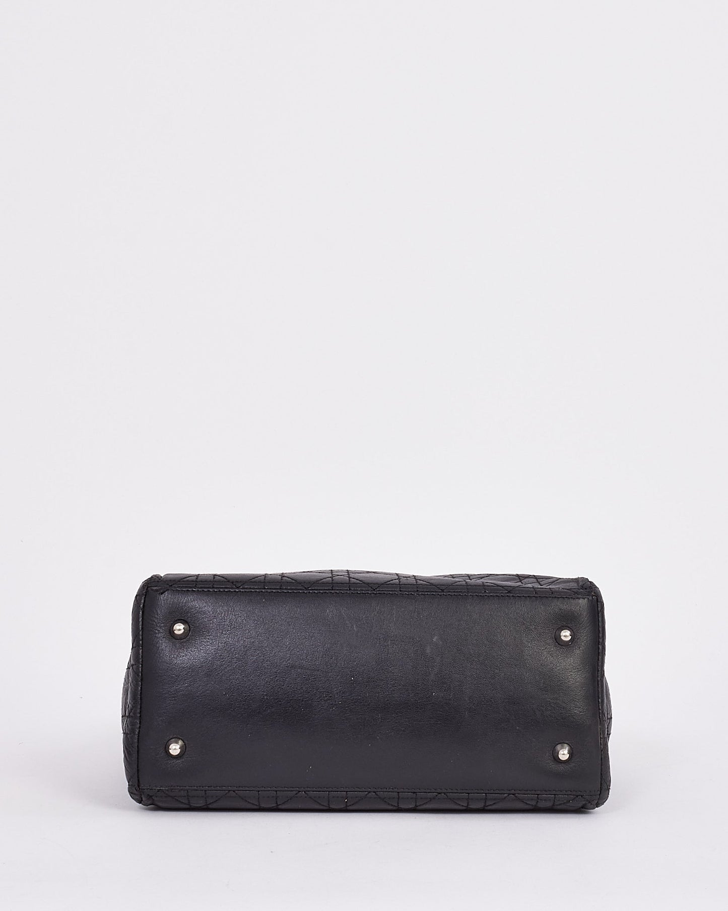 Dior Black Vintage Cannage Leather Tote Bag