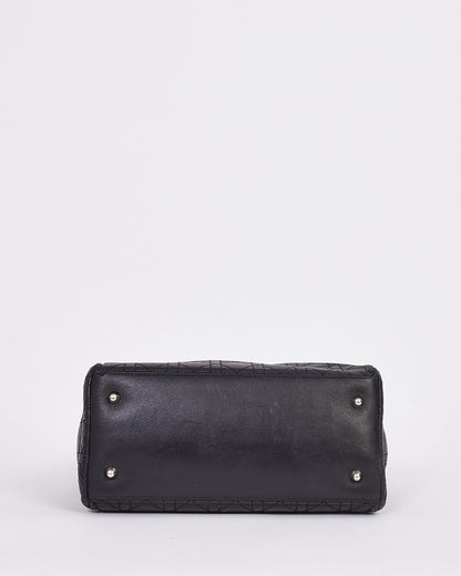 Dior Black Vintage Cannage Leather Tote Bag