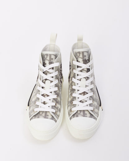 Dior Black & White Oblique Canvas B23 High Top Sneaker - 38.5