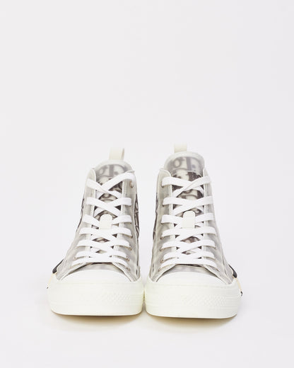 Dior Black & White Oblique Canvas B23 High Top Sneaker - 38.5