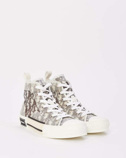 Dior Black & White Oblique Canvas B23 High Top Sneaker - 38.5